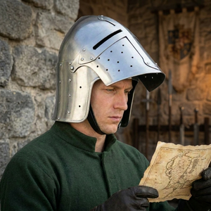 Casque de Chevalier Médiéval en Acier, Armure Artisanale, Art de Collection, Thème Antique - Product Image 3