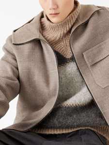 Pull à capuche pour hommes avec logo personnalisé Pull à col haut en tricot jacquard pour hommes - Product Image 3