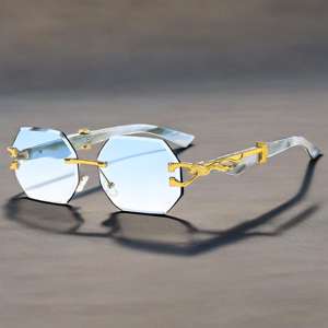 <span class=keywords><strong>2025</strong></span>新品ダイヤモンドカットリムレスポリゴンサングラスユニセックスイタリアンラグジュアリースタイルUV400レンズ高品質ファッション眼鏡 - Product Image 2