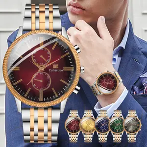 비즈니스 남자의 시계 스틸 밴드 남자의 시계 로즈 골드 디지털 스케일없이 두 눈 석영 유리 패션 시계 합금 2021