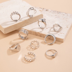 10 pezzi Per Set impilabili anelli rotondi/cuore/abbraccio Per donne alla moda charm accessori femminili a portata di mano 2024 gioielli di moda - Product Image 6