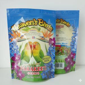 Sac debout en plastique transparent refermable personnalisable pour l'emballage des aliments pour animaux de compagnie, oiseaux - Product Image 1