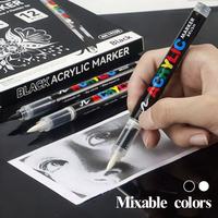 Stylo surligneur artistique Liquid-Flow à pointe fine et souple, marqueur acrylique aquarelle pour journalisation, album DIY, surlignage et marquage sur cartes noires