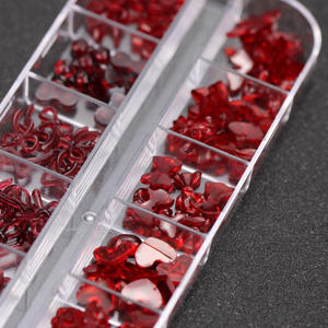 Caixa de Liga Metálica com 12 Compartimentos, Estilo Francês, para Pingentes de Unha, Joias, Mini Laço Borgonha 3D, Novo Ano Chinês, Tendência, Mais Vendido - Product Image 3