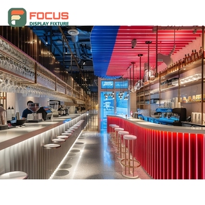 Professional Coffee Service <b>Counter</b> Checkout Shelf Condiment Station Walnut Cafe <b>Counter</b> Display - Product Image 1