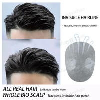 Prothèse capillaire invisible pour homme, la meilleure toupet pour homme, peau fine 0,05-0,06 mm, remplacement capillaire 100 % cheveux humains