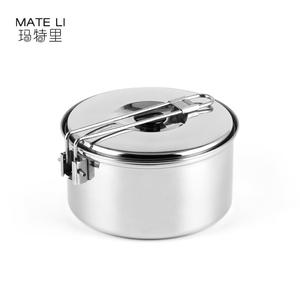 Ensemble <span class=keywords><strong>de</strong></span> 2 casseroles <span class=keywords><strong>de</strong></span> cuisson portables en acier inoxydable 304 avec poignée pliable pour pique-nique et barbecue en plein air - Product Image 5