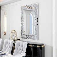 Miroir mural biseauté de luxe avec nœud celtique et décor en diamants écrasés, miroir rectangulaire surdimensionné décoratif pour chambre à coucher, hôtel