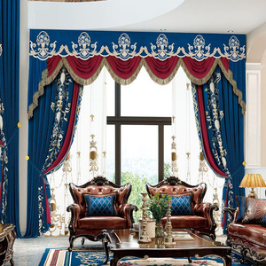 Rideau occultant robuste fait à la main au design <span class=keywords><strong>baroque</strong></span> cantonnière européenne garnie d'or personnalisable pour les maisons de luxe d'hôtel - Product Image 6