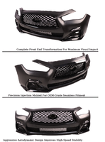 Ensemble de pare-chocs avant élégant pour Infiniti Q50 Q50L 2018-2023, en ABS noir brillant, avec calandre sport en nid d'abeille, accessoire de kit carrosserie amélioré