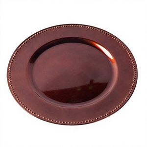 Plato de presentación rojo de alta calidad, platos y vajilla metálicos para servir comida, aperitivos, postres, diseño único, plato redondo para fiestas - Product Image 1