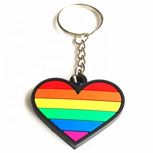 彩虹色软聚氯乙烯钥匙扣同性恋LGBT虹彩硅橡胶2D 3D定制钥匙扣