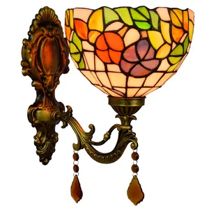 Tiffany Estilo Lâmpada de parede, Antique Wall Sconce, Vitral Luz de parede decorativa para sala Quarto Corredor Beside Lamp