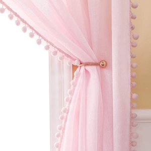 <span class=keywords><strong>Amazon</strong></span> Venta caliente ojal superior perspectiva chica habitación decorativo rosa de gasa pura cortinas de la ventana - Product Image 5