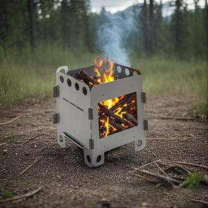 Portable Stainless Steel <b>Wood</b> <b>Burning</b> Stove For Camping Hiking Outdoor Survival <b>Tools</b> Foldable Lightweight Design - Product Image 3