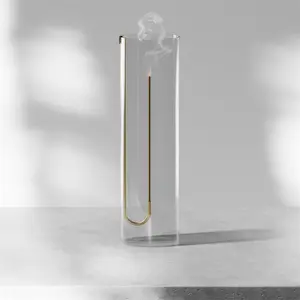 Maxery New Design Glass Brass Incense Holder Backflow Incense Burner Glass Fancy Holder Best Selling For Home Decor