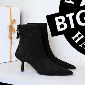 2026 New Retro Faux Suede Pointed Toe Thin Heel Versatile Elastic Ankle <b>Boots</b> - Product Image 4