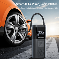 Gonfleur de pneus intelligent sans fil compact noir 12V avec affichage numérique, pression préréglée, arrêt automatique, charge rapide, gonflage complet