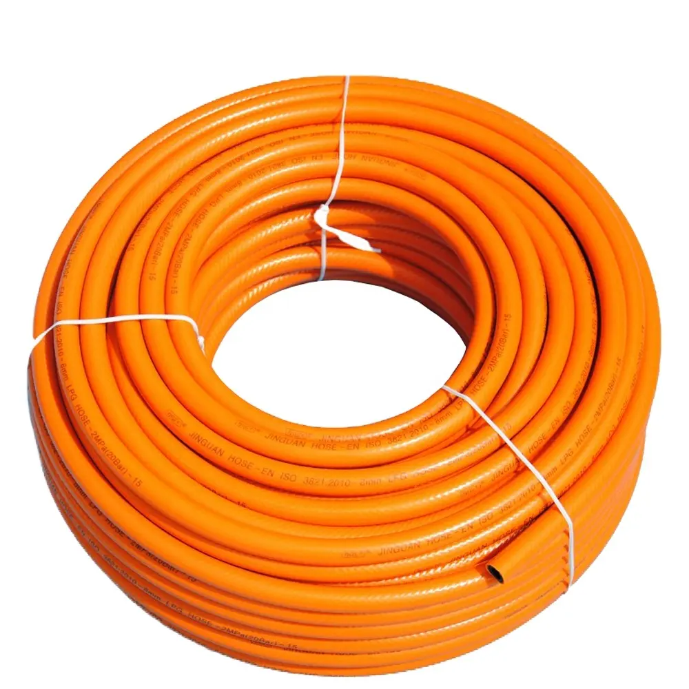 CNJG באיכות גבוהה 5/16 "8mm כתום PVC גפ"מ גז צינור צינור גמיש רך כתום PVC פלסטיק פרופאן גפ"מ גז צינור 50 מטרים רול
