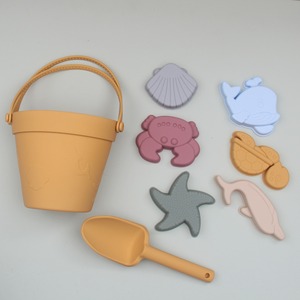 Ensemble de 8 jouets de plage en silicone <span class=keywords><strong>pour</strong></span> enfants, accessoires essentiels <span class=keywords><strong>pour</strong></span> bébé, ensemble de moules et seau de plage, jouet de bain <span class=keywords><strong>pour</strong></span> bébé - Product Image 4
