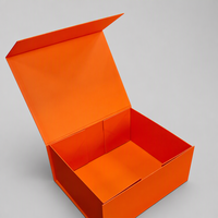 Boîte cadeau magnétique pliable de luxe en papier mat pour cadeaux électroniques, souvenirs de vacances, fournisseur de boîtes en papier orange personnalisées