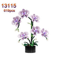 MJI 13115 Phalaenopsis 619 pièces Blocs de construction en forme de fleurs, ensembles de blocs d'assemblage créatifs, briques en plastique DIY, modèle de jouet, jouets pour enfants