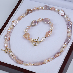 Handmade 18k Gold Plated Drop Shape Freshwater <strong>Pearl</strong> Beads Women Jewelry <strong>Set</strong> - Product Image 1