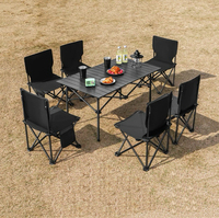 Ensemble de chaise et de table de camping pliables au design moderne, en acier durable avec finition en revêtement en poudre, mobilier d'extérieur à usage polyvalent