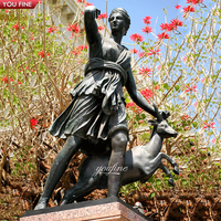 YOUFINE Vintage château décoration célèbre extérieur grandeur nature Diana déesse Bronze Figures Art Sculpture chasse Statue