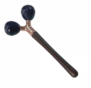Outils de beauté pour le lifting du visage, soin de la peau, rouleau double facetté en obsidienne noire naturelle pour le visage - Product Image 1