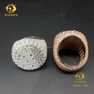 Anillo de Hombre Redondo con Incrustaciones de Diamantes de Imitación Vvs1 Moissanite, Plata de Ley 925, Estilo Hip Hop, Nuevo y Popular - Product Image 3