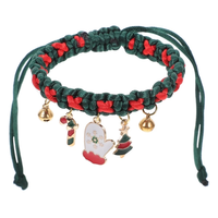 Collier de Noël fait main pour chats et petits chiens, motif tricoté, avec clochette détachable pour Noël