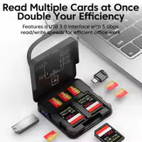 Boîtier de stockage et adaptateur lecteur USB 3.0 5-en-1 avec câble USB/Type-C, prend en charge la lecture simultanée de 5 ports pour gestionnaire de stockage de cartes SD/TF