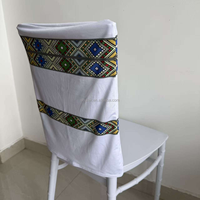 Housses de dossier de chaise et bandeaux de chaise imprimés en 3D sur mesure avec logo, design coloré Moseb Éthiopie, pour mariages et salons professionnels