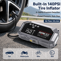 1000A 12V Car Jump Starter with Built-in Air Compressor, 140PSI Tire Inflator, 6000-12000mAh Battery Booster, for Sedan SUV MPV