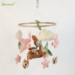 Neutral Hand Made Cot Boho Quality Woodland Animals Butterflies <strong>Floral</strong> Deer Felt Baby <strong>Crib</strong> Mobile for Baby Shower Gift - Product Image 3