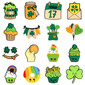 2025 nouvelle plante Design PVC St Patricks jour chaussures charme mauvaises herbes Crock accessoires pour chaussure verte accessoire inspiré sabot décorations - Product Image 6