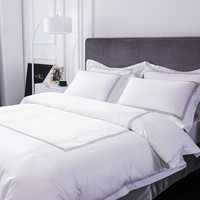 SANHOO Hôtellerie Textile – Parure de lit brodée 100 % coton, 800 fils, pour lits Queen Size