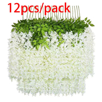 Fleurs artificielles de glycine de style européen personnalisables, en plastique avec fil métallique, disponibles en tailles et couleurs personnalisées, pour la décoration murale et de plafond de la maison