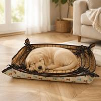 Tapis rafraîchissant pour animaux de compagnie en rotin tressé à la main, moderne et de qualité supérieure, portable, pour le camping en plein air, lit pour chien et chat, respirant, 3 saisons, coussin d'été, 4 tailles S-XL