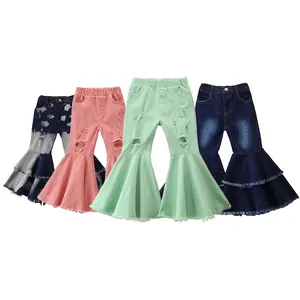 KZ-1688-004 Tersedia Celana Panjang Anak Perempuan RTS Ripped Double Layer Ruffle Little Toddle Girl Pants