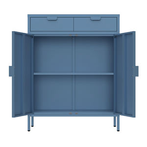 Moderno Armadio in Acciaio con Cassetti, Mobile Multifunzione in Metallo con 2 Ante, Armadietto Salvaspazio per Camera da Letto - Product Image 2