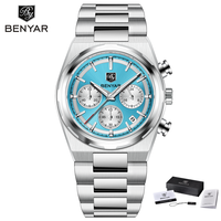 Montre-bracelet à quartz Benyar BY-5204, nouvelle tendance, bracelet en acier inoxydable, étanche, montre-bracelet de luxe pour homme, Reloj + coffret cadeau