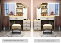 Table de toilette moderne en contreplaqué de chêne avec miroir réglable et armoire de rangement pour chambre à coucher - Design écologique