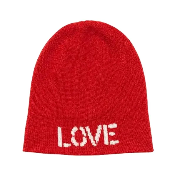 100%wool knitted beanies for women in fashion knitted stitch with words