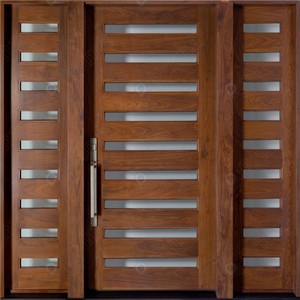 Porte Vente Style Shaker Chrome poli avec verre Marché aux poissons Bois à âme creuse Portes coulissantes en bois - Product Image 3