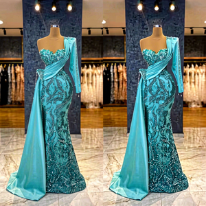 Robe de soirée vintage élégante en satin, longueur cheville, ornée de sequins, pour femme, idéale pour les soirées formelles et les clubs, collection 2026 - Product Image 1