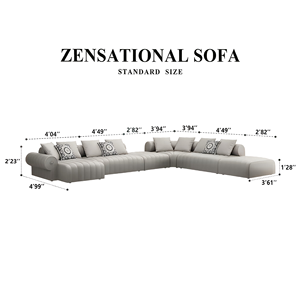 Customizable High-End Modular Sectional <b>Sofa</b> Genuine Leather Square Modern Villa - Product Image 3