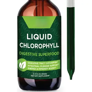 Liquid Chlorophyll Drops Mint Flavored Extra Strength Cold Extracted from Wild Non-GMO Alfalfa Detox Alkaline