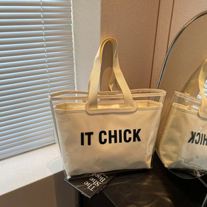 Bolso <span class=keywords><strong>de</strong></span> mano transparente <span class=keywords><strong>de</strong></span> PVC <span class=keywords><strong>de</strong></span> gelatina transparente <span class=keywords><strong>de</strong></span> gran capacidad, impermeable, informal, estilo coreano, estilo coreano, bolso <span class=keywords><strong>de</strong></span> género neutro - Product Image 6